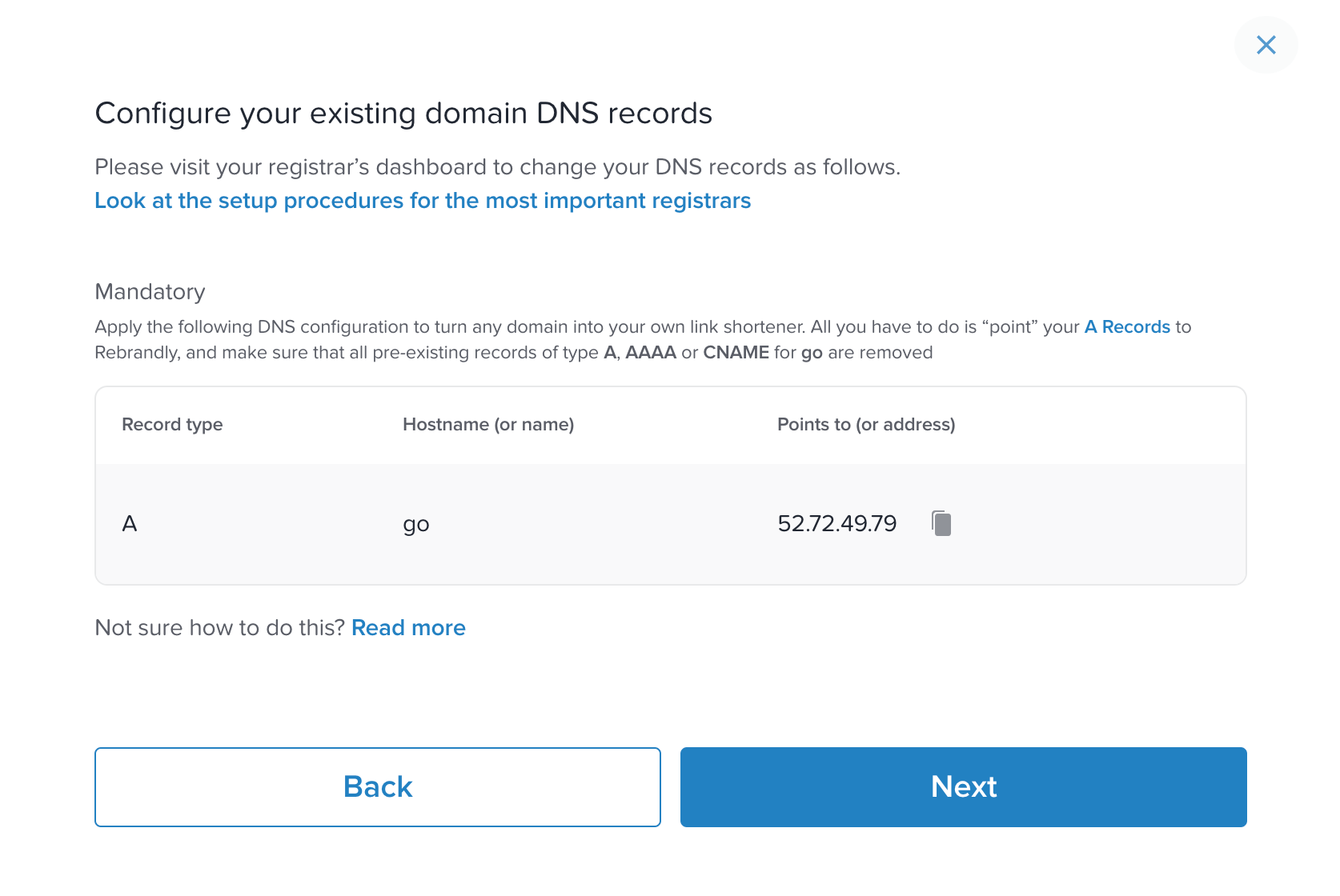 Rebrandly DNS Records